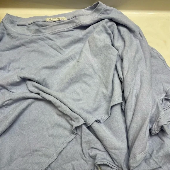 Free People We The Free Light Blue Oversized Crop Top - Picture 7 of 8